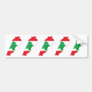 FEM Libanon Flagga Karta Bildekal