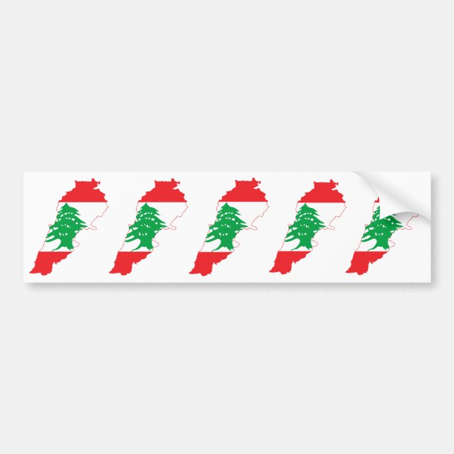 FEM Libanon Flagga Karta Bildekal (Framsidan)