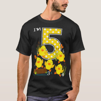 Fem lilla Anka Kids Nursery Sång 5:e födelsedagen T Shirt