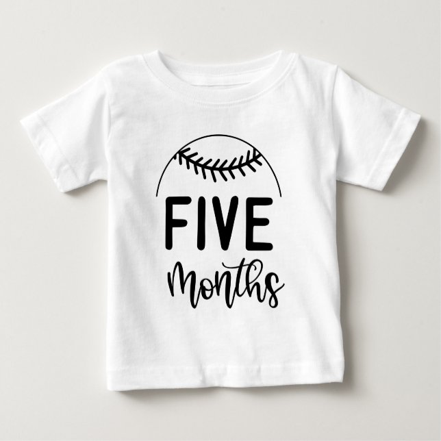 Fem månaders milstolpe i Baseball Baby - T Shirt (Framsida)
