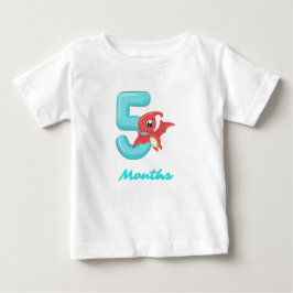 Fem månaders söt dinosaur Baby T-Shirt