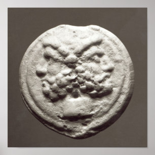 Fem mynt som visar Janus, Jupiter Poster