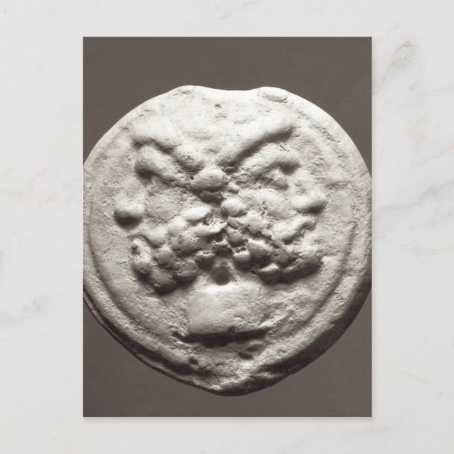 Fem mynt som visar Janus, Jupiter Vykort (Framsida)