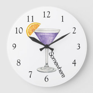 Fem O'Clock någonstans Lila Martini Large Clock Stor Klocka