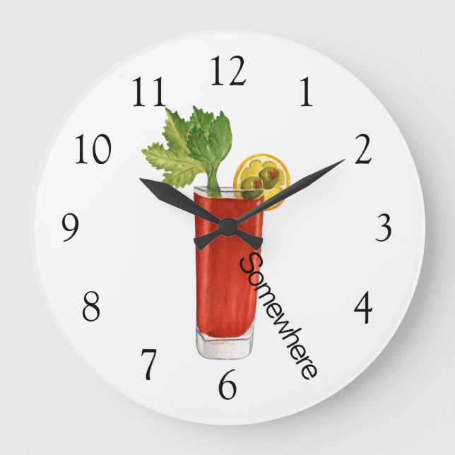 Fem O'Clock nånstans Bloody Mary Cocktail Stor Klocka (Framsida)