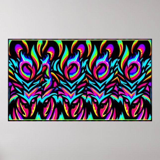 Fem påslagna - Ken Gage-Abstrakt Poster (Framsidan)