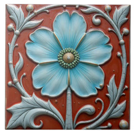 Fem Petal Himmel Blue Flower Kakelplatta