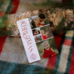 Fem Photo Collage Family God jul Helgdag Julkort<br><div class="desc">Sprid helgdag på det mest entusiastiska sätt med de här fantastiska fotosamlingskorten! Med fem fotofack kan du visa dina favoritminnen från året i stil. Snyggt, modern typografi läser med glädje "God jul", som ger en liten elegans och värme till dina semesterhälsningar. På baksidan av kortet finns en del roligt boho...</div>