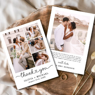Fem Photo Collage Script Heart Bröllop Tack Kort