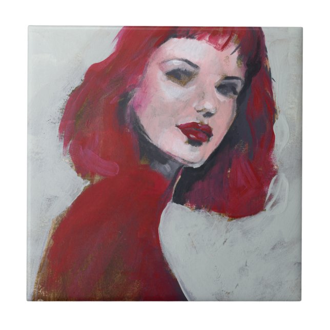 Fem Porträtt - Röd Kakelplatta (Framsidan)