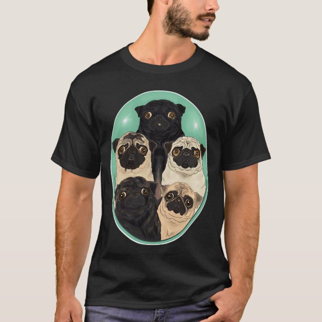 Fem Pugs av FivePugs T Shirt (Framsida)