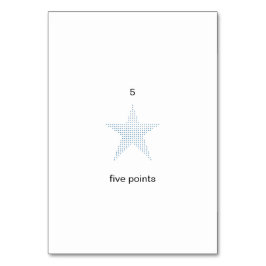 Fem punkter på anpassningsbar nummer, fickkort bordsnummer
