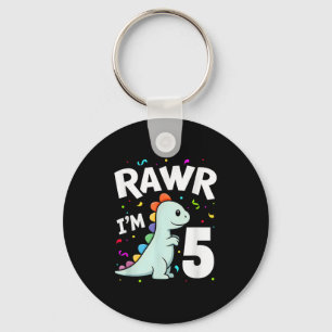 Fem Rawr Im 5 år gammal T-rex Dinosaur 5:e födelse Nyckelring