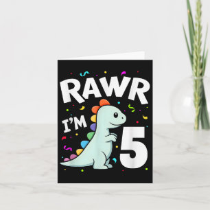 Fem Rawr Jag är 5 år gammal T-rex dinosaurie 5-års Kort