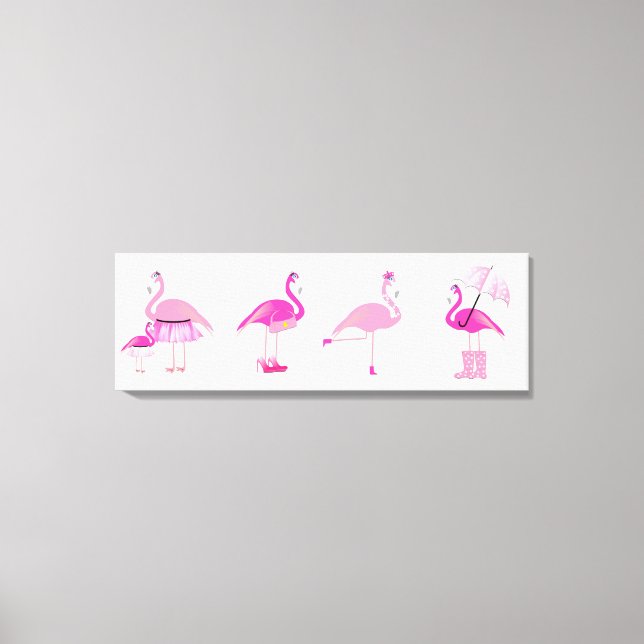 Fem Rosa Flamingos - Wrapped Canvas (Framsida)