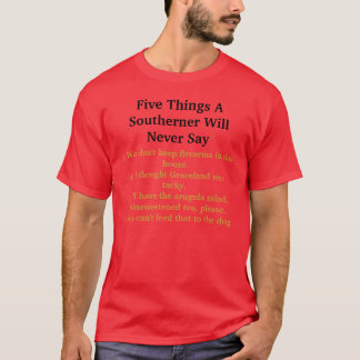 Fem saker en sydlänning ska aldrig något att säga tee shirt