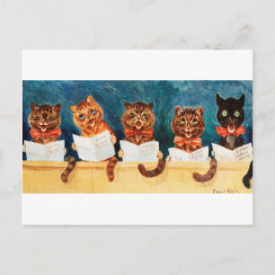 Fem singling Cats, Louis Wain Vykort
