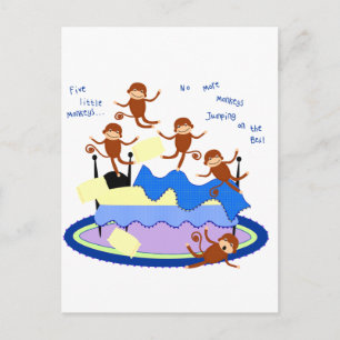 fem små apor vykort