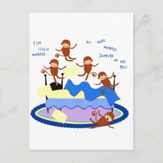fem små apor vykort