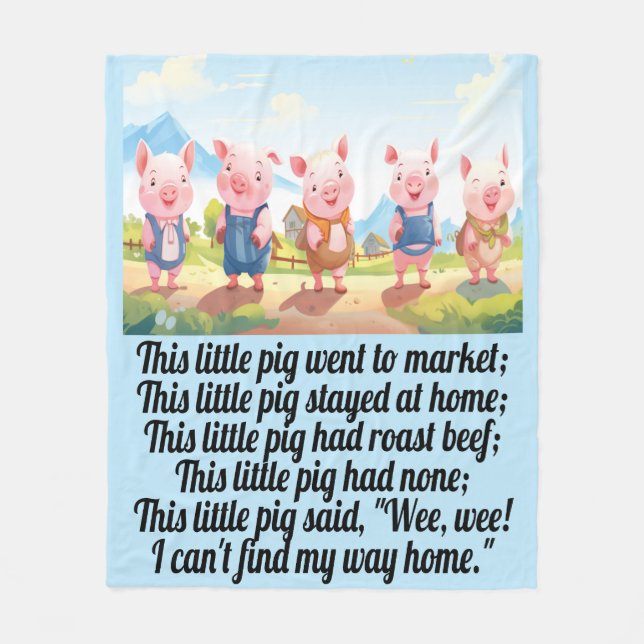 Fem små grisar - Nursery Rhyme Fleece Blanket (Framsidan)