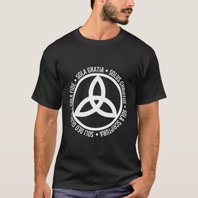 Fem Solas Christian Trinity Triquetra T Shirt (Framsida)