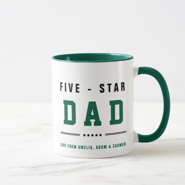 FEM STAR PAPPA med anpassat Namn Mugg (Höger)