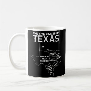 Fem Stater Texas - Kartor Dallas Houston Aust Kaffemugg