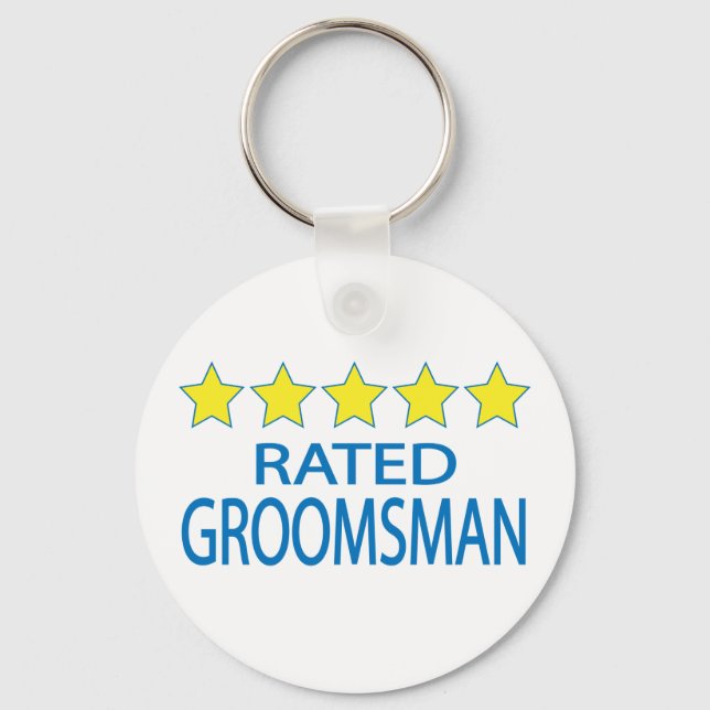 Fem stjärnor Groomsman Nyckelring (Framsida)