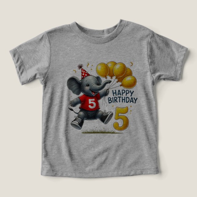 Fem stora Firande: Elefanten med ballonger T Shirt (Design Framsida)