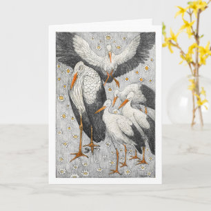 Fem storkar i en Meadow - Theo van Hoytema Card Kort