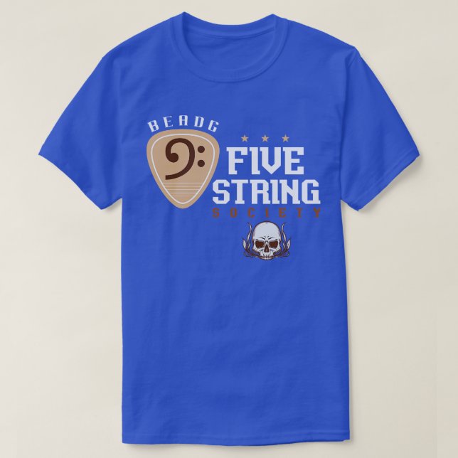 Fem String Society Bass Guitar T Shirt (Design framsida)