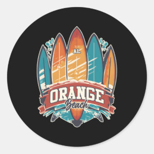 Fem surfboard Orange Beach Al Runt Klistermärke