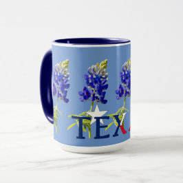 Fem Texas Bluebonnet Flowers på Blue Mugg