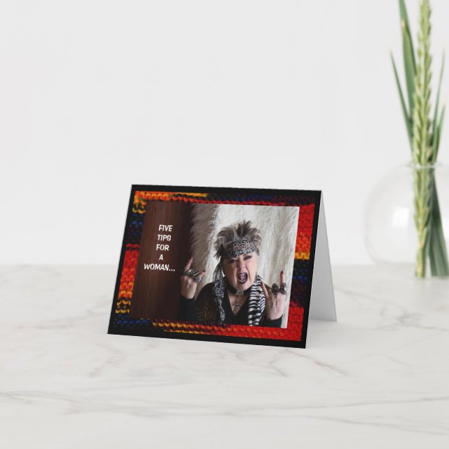 Fem tips för ett kvinnligt mappat gratulationskort kort (Framsida)