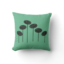 Fem Träd på Grönt Dekorativ kudde