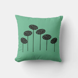 Fem Träd på Grönt Dekorativ kudde