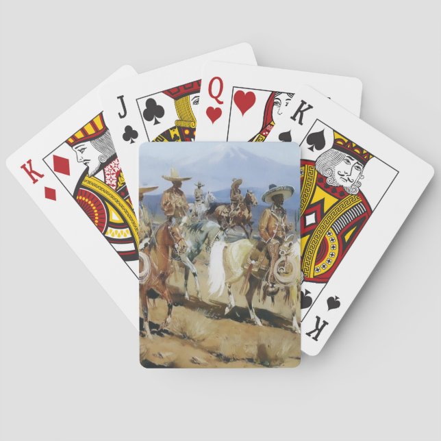 Fem vaqueros till häst av Edward Borein Casinokort (Baksidan)