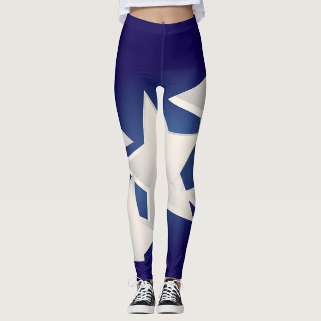 Fem vita stjärnor leggings (Framsida)
