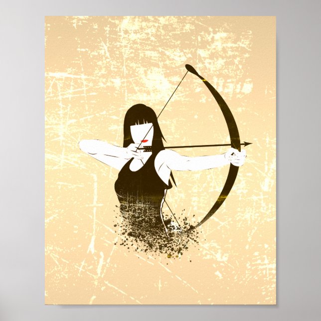Female Archer Distress-utseende Poster (Framsidan)