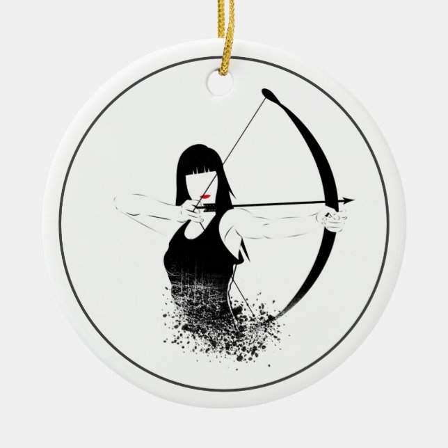 Female Archer Julgransprydnad Keramik (Framsidan)