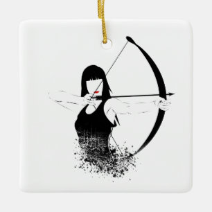 Female Archer Julgransprydnad Keramik