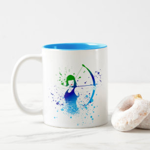 Female Archer Paint Stänk Två-Tonad Mugg