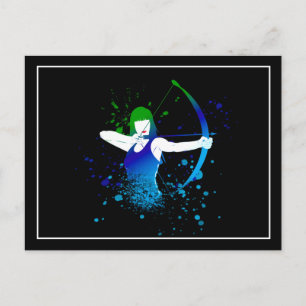 Female Archer Paint Stänk Vykort