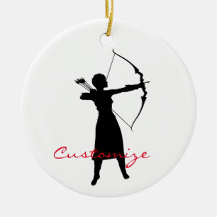 Female Archer Silhouette Thunder_Cove Julgransprydnad Keramik