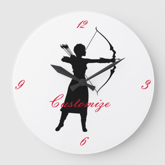 Female Archer Silhouette Thunder_Cove Stor Klocka (Framsida)