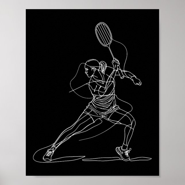 Female Badminton Player Drawing Shuttle Game For G Poster (Framsidan)