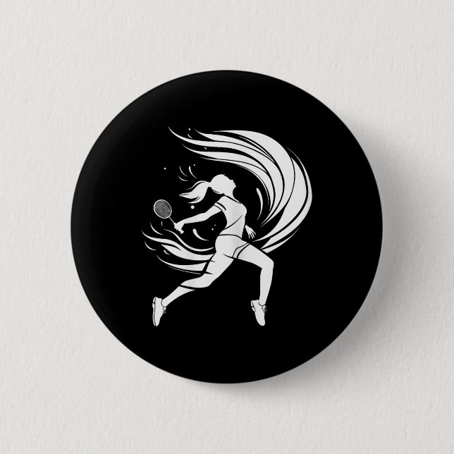 Female Badminton Player Drawing Shuttle  Knapp (Framsida)