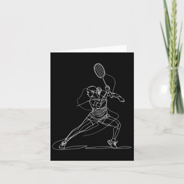Female Badminton Player Teckning skyttelspel för G Kort (Framsida)