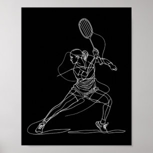 Female Badminton Player Teckning skyttelspel för G Poster
