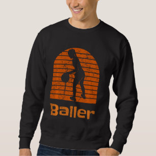 Female Baller Basketball Player Retro Sunset Vinta Lång Ärmad Tröja